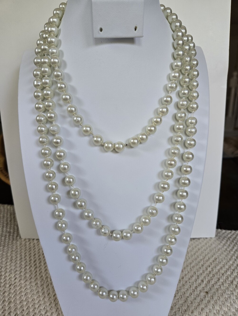 N-146-Classic Long Glass Pearls-62"